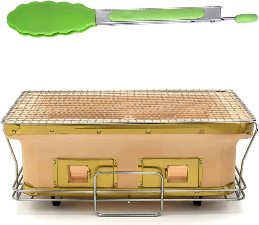 Keramische Grill Tafelgrill Barbecue Buiten Koken Energiebesparend Ontwerp 40 x 23 x 15.5 cm Geel