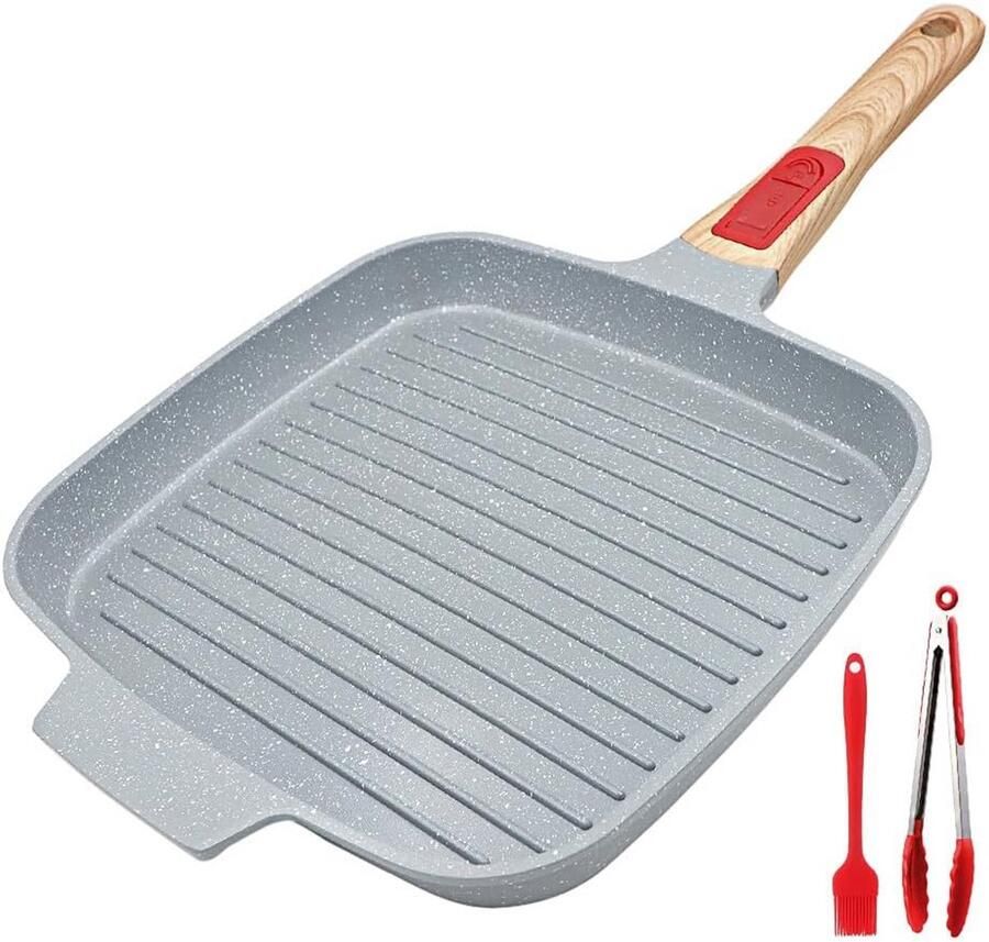 Keramische Grillpan 26 cm Afneembaar Blauwe Koekenpan
