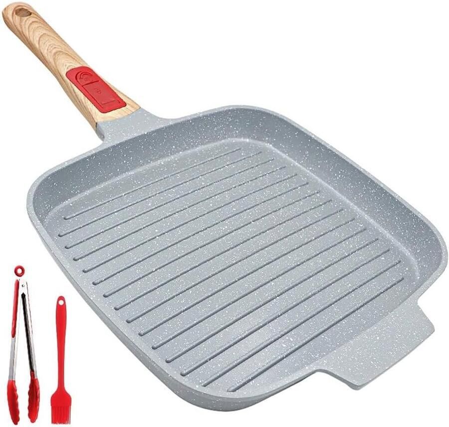 Keramische Grillpan Afneembare Pan Gezond Koken Antiaanbak Coating 26 cm Blauw