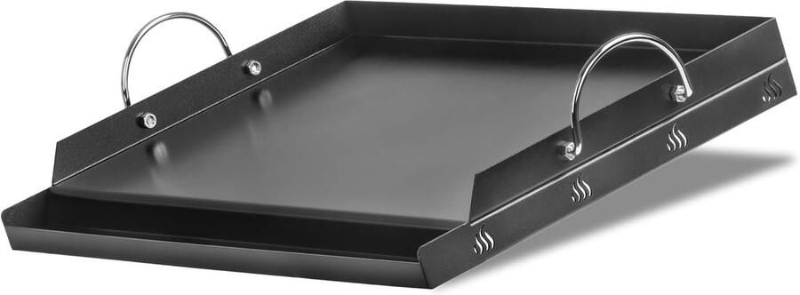 Keramische Grillplaat Bakplaat Plancha Buiten Koken Met Vet Afvoer 63 x 41 cm Zwart