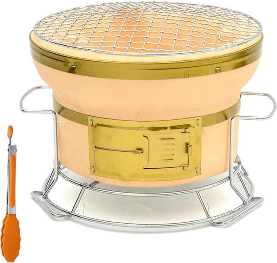 Keramische Houtskoolgrill Japanse Yakitori BBQ Buiten Koken Hoge Hittebestendigheid 24x19 cm Zwart