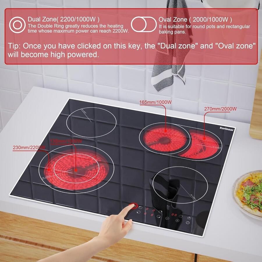 Keramische Inbouwkookplaat 4 Zones Zonder Aansluitstekker 60 cm