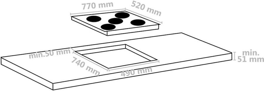 Keramische Inbouwkookplaat met 5 Zones en Touch Control