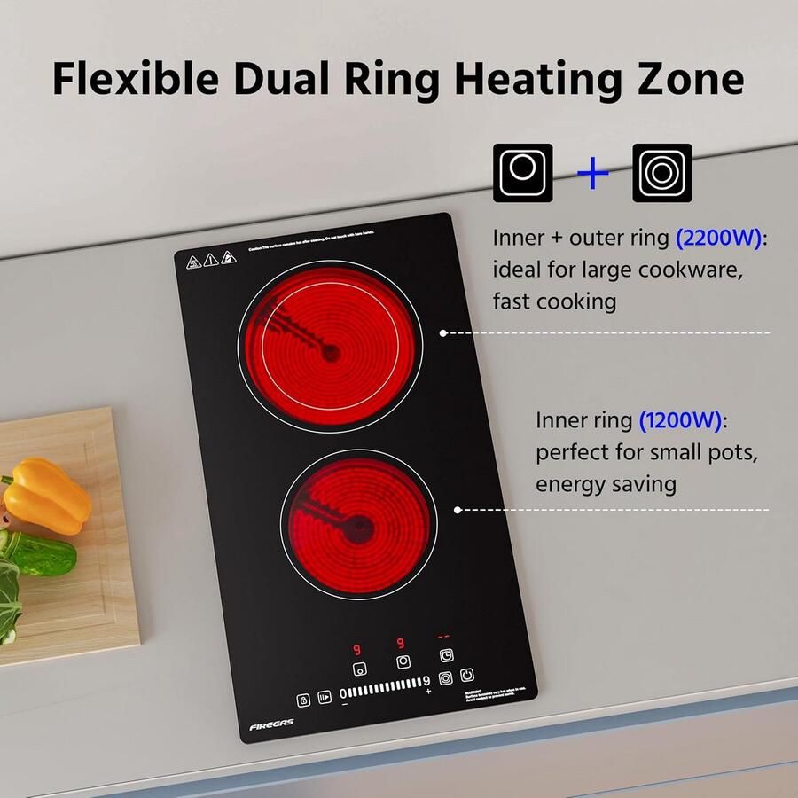 Keramische Inbouwkookplaat met Sensor Touch-bediening en Timer - Foto 2