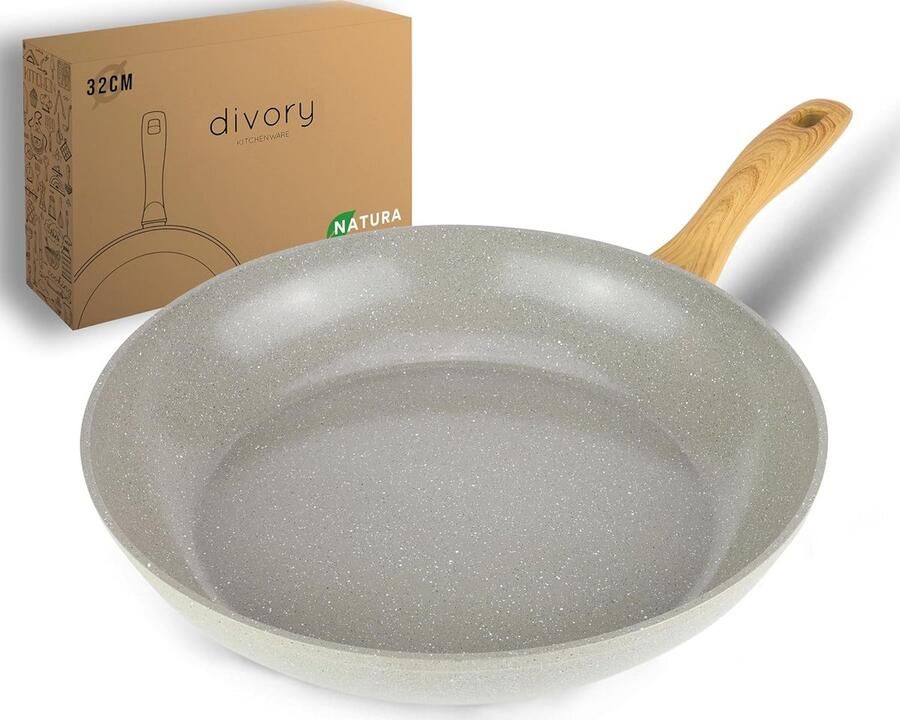 Keramische pan Gecoate koekenpan Gezond bakken PFAS- en PTFE-vrij 32 cm Zwart