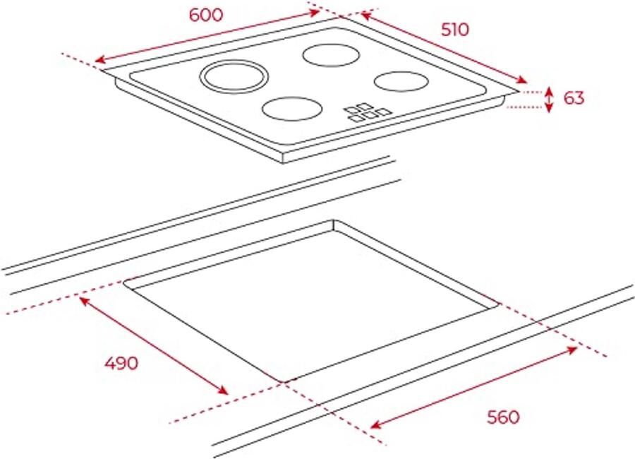 Keramische Ingebouwde Kookplaat 14 5 cm en 18 cm met Touch Control en Rapid Cooking