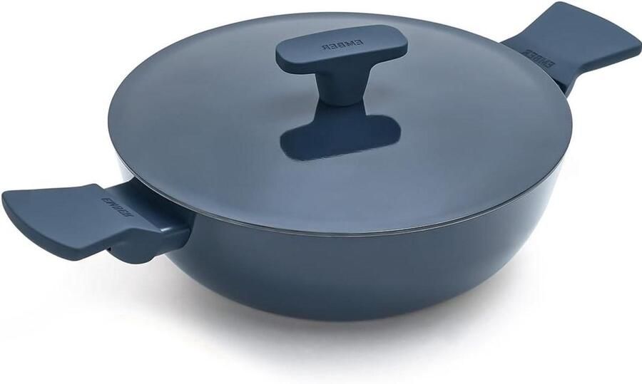Keramische Kadai Pan Diepe Koekenpan Gezond Koken Antiaanbak Oppervlak 24cm Grijs