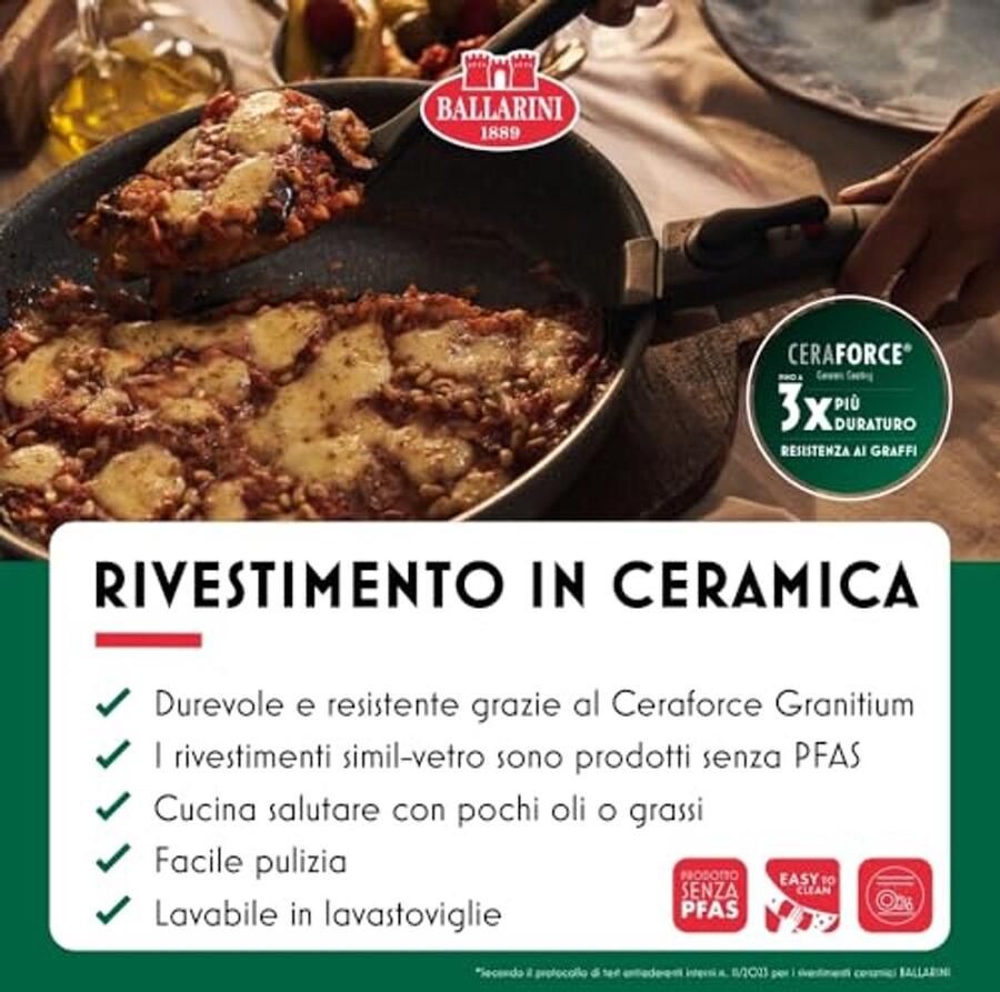 Keramische Koekenpan 24 cm met Afneembare Handgreep Geschikt voor Inductie