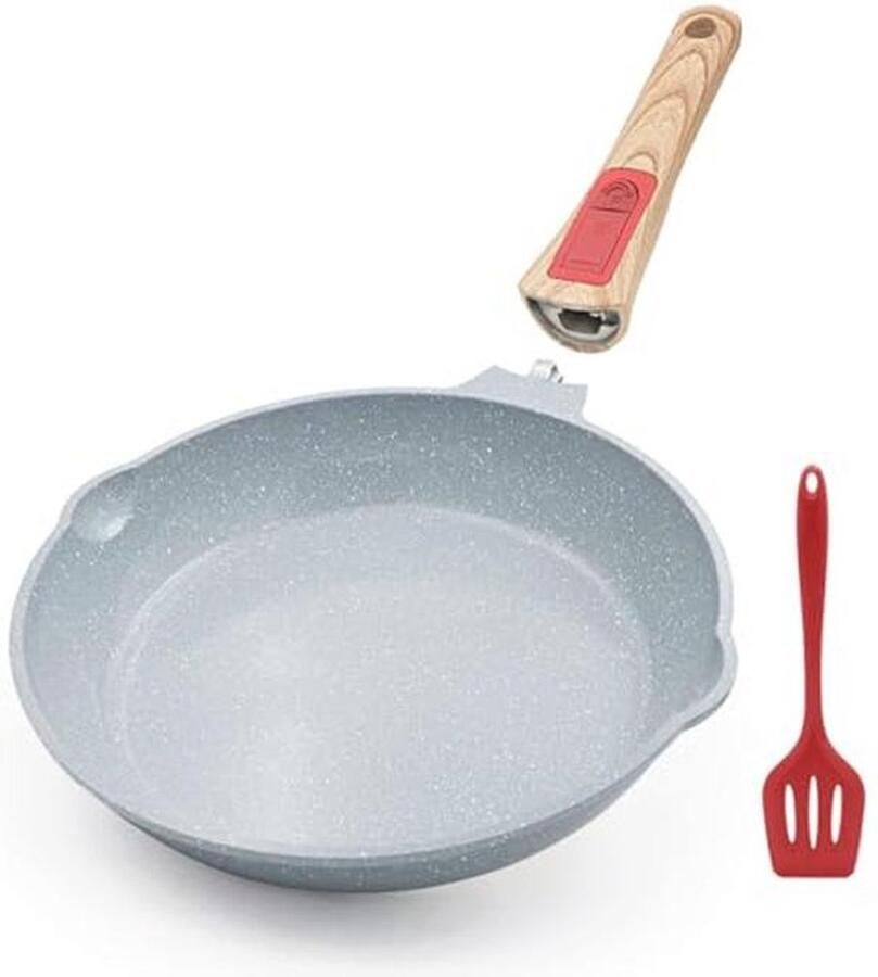 Keramische koekenpan 25 cm met antiaanbaklaag en afneembaar handvat