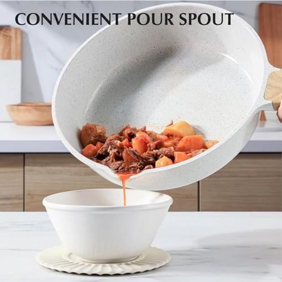 Keramische Koekenpan 26cm met Antiaanbaklaag voor Inductie Gezond Koken Zonder Schadelijke Stoffen