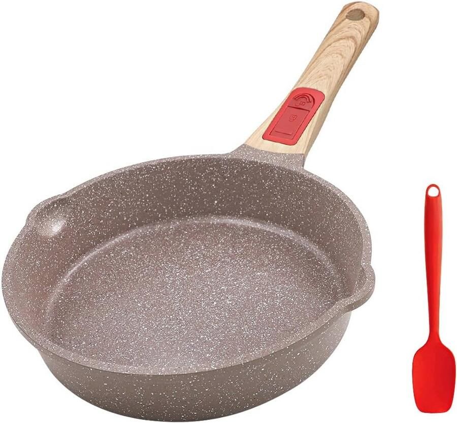 Keramische Koekenpan 8 Inch met Antiaanbaklaag en Afneembaar Handvat Geschikt voor Alle Kookplaten