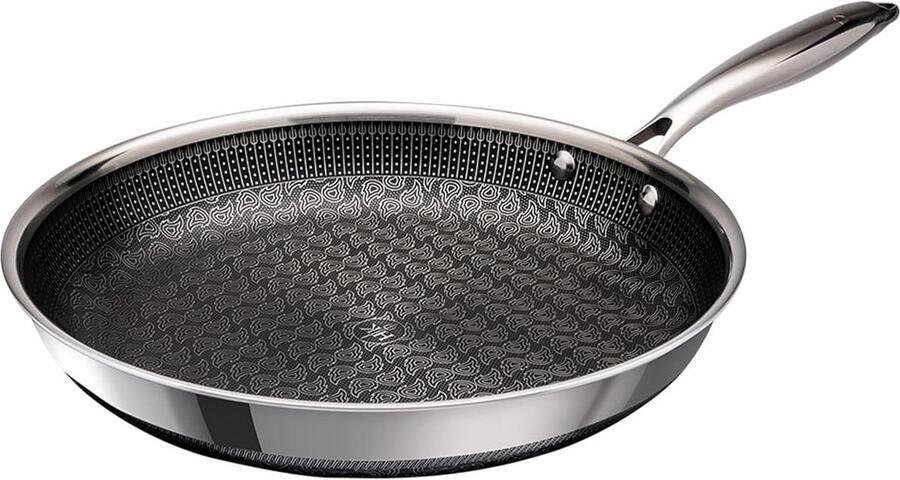 Keramische Koekenpan Anti-aanbak Koken en Bakken PFAS-Vrije Hybride Laag 28 cm Zwart