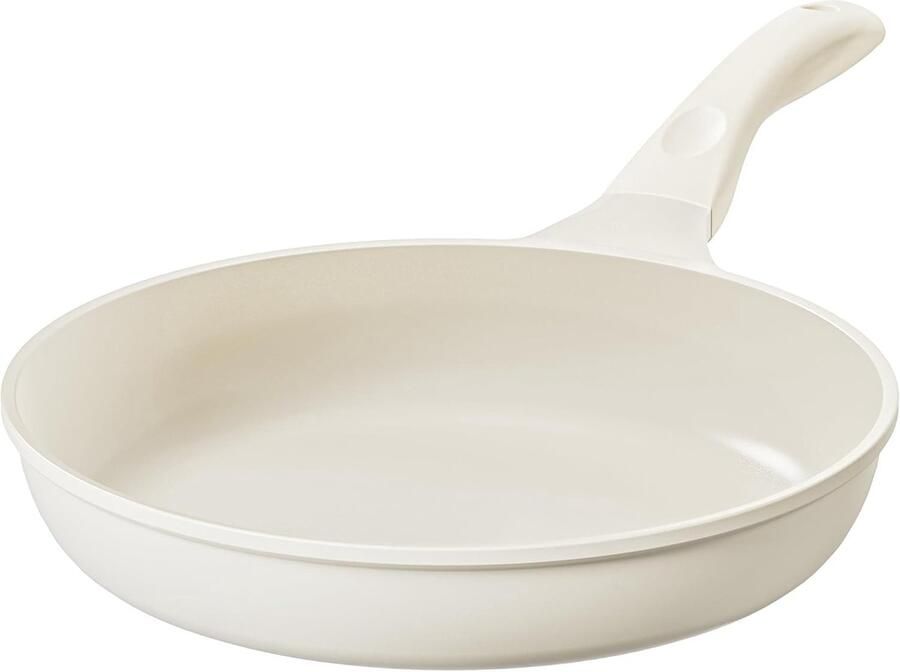 Keramische Koekenpan Antiaanbak Braadpan Gezond Koken PFAS-vrij Materiaal 28 cm Diameter Beige