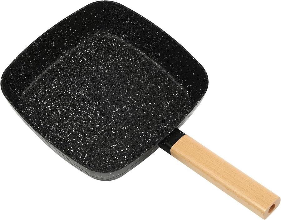 Keramische Koekenpan Antiaanbak Braadpan Koken en Bakken Gelijkmatige Warmte 18x18 cm Zwart