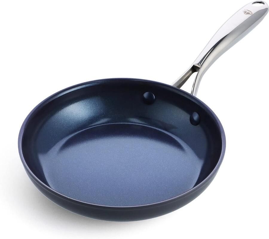 Keramische Koekenpan Antiaanbak Pan Dagelijks Koken Diamant Versterkt 20 cm Zwart