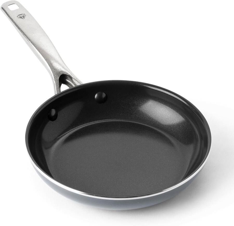Keramische Koekenpan Antiaanbak Pan Dagelijks Koken Diamant Versterkte Coating 20 cm Grijs