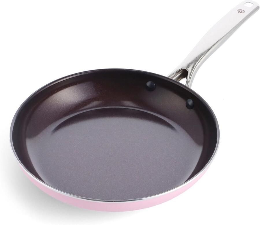 Keramische koekenpan Antiaanbak pan Dagelijks koken Diamant versterkte coating 25 cm Roze