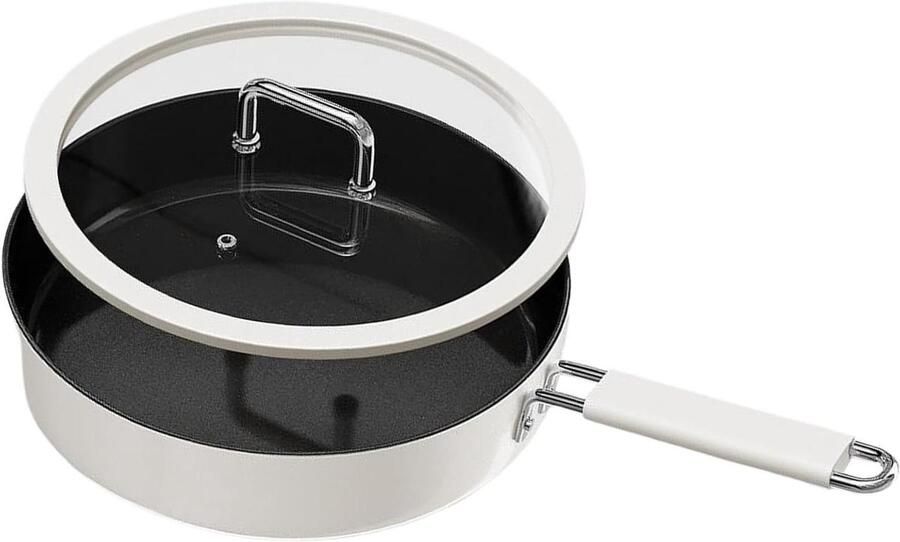 Keramische Koekenpan Antiaanbak Pan Dagelijks Koken Gelijkmatige Warmteverdeling 5 cm Diep Wit Zwart