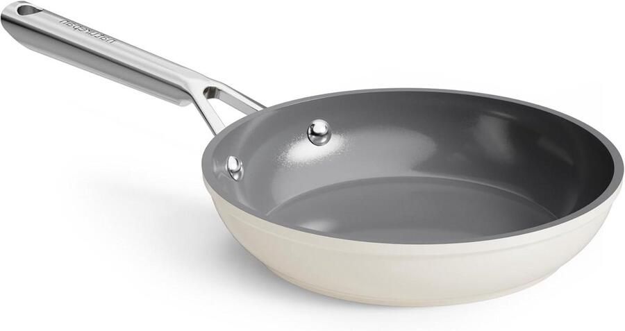 Keramische Koekenpan Antiaanbak Pan Gezond Koken Diamant Versterkte Coating 20 cm Beige