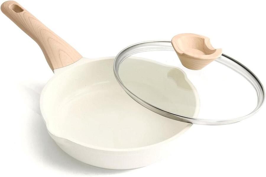 Keramische koekenpan Antiaanbak pan Gezond koken Dubbele schenktuiten 20 cm Grijs