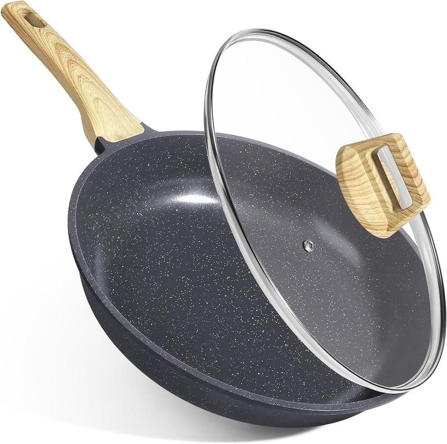 Keramische Koekenpan Antiaanbak Pan Gezond Koken PFAS & PFOA-vrij 30 cm Grijs