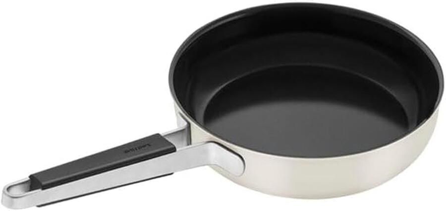 Keramische Koekenpan Antiaanbak Pan Lekker Koken Slijtvaste Buitencoating Ovenbestendig tot 180°C Ivoor Wit