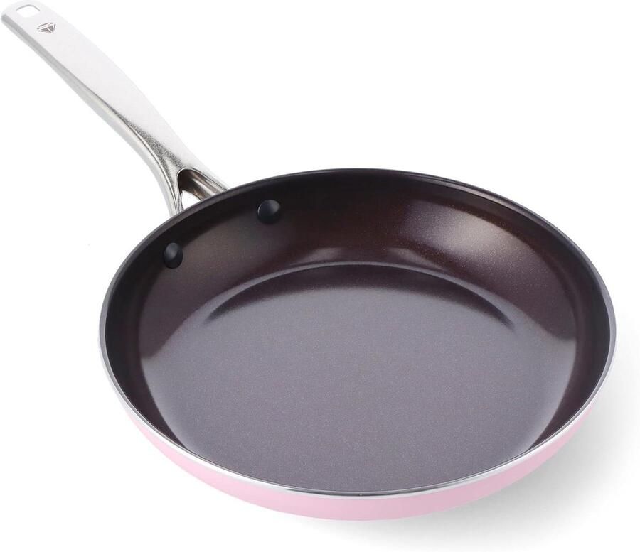 Keramische Koekenpan Antiaanbakpan Dagelijks Koken Diamant Versterkte Coating 25 cm Roze