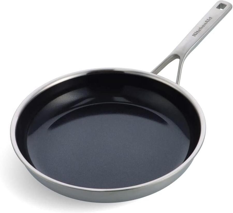 Keramische koekenpan Antiaanbakpan Dagelijks koken Multi-laags constructie 28 cm diameter Zilver