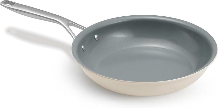 Keramische Koekenpan Antiaanbakpan Gezond Koken PFAS Vrij 28 cm Beige