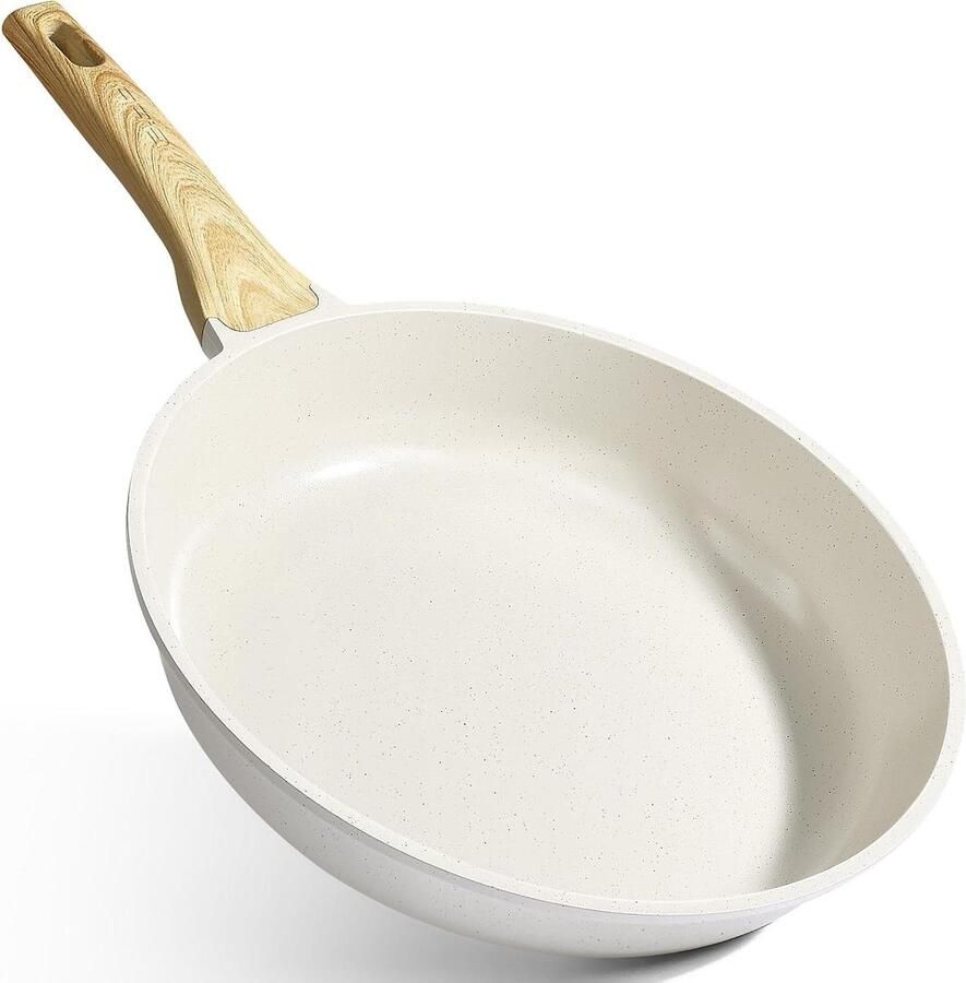 Keramische Koekenpan Antiaanbakpan Gezond Koken PFOS PFOA-vrij 24 cm Wit