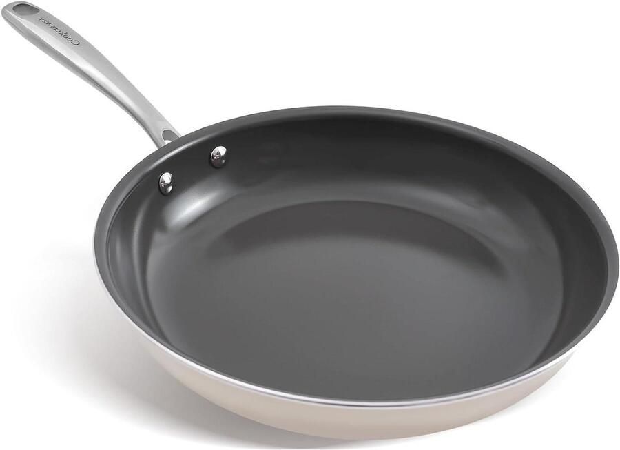Keramische Koekenpan Antiaanbakpan Kleine Pan Eieren Bakken PFOA PTFE PFAS-vrij 8 inch Grijs