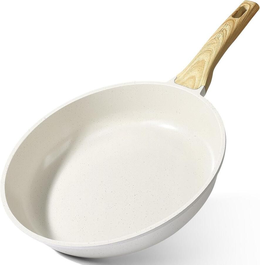 Keramische Koekenpan Antiaanbakpan Koekenpan Gezond Koken PFOS PFOA-vrij 24 cm Wit