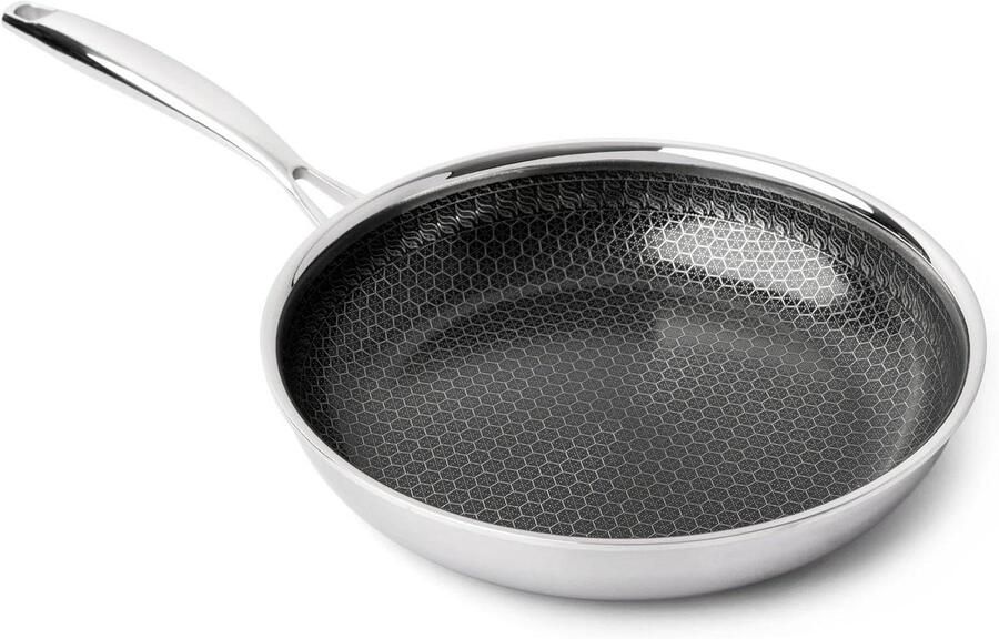 Keramische Koekenpan Antiaanbakpan PFAS-vrij Dagelijks Koken RVS Honingraat Structuur 24 cm Zwart