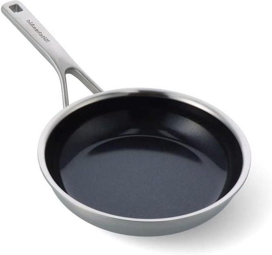 Keramische Koekenpan Antiaanbakpan PFAS-vrij Gezond Bakken Gelijkmatige Verwarming 20 cm Zilver