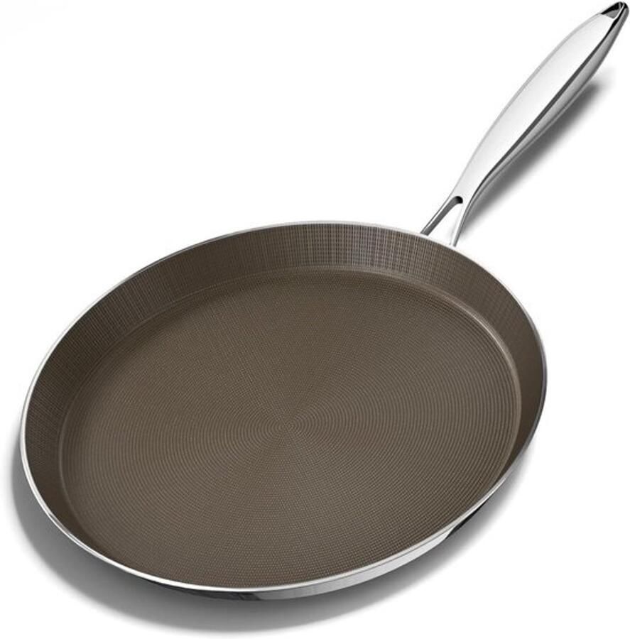 Keramische koekenpan antiaanbakpan voor omelet voor pannenkoeken bakken titanium-keramische coating 26 cm bruin