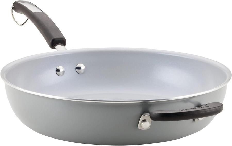 Keramische Koekenpan Diepe Koekenpan Gezond Koken Gerecycled Aluminium 32 cm Grijs