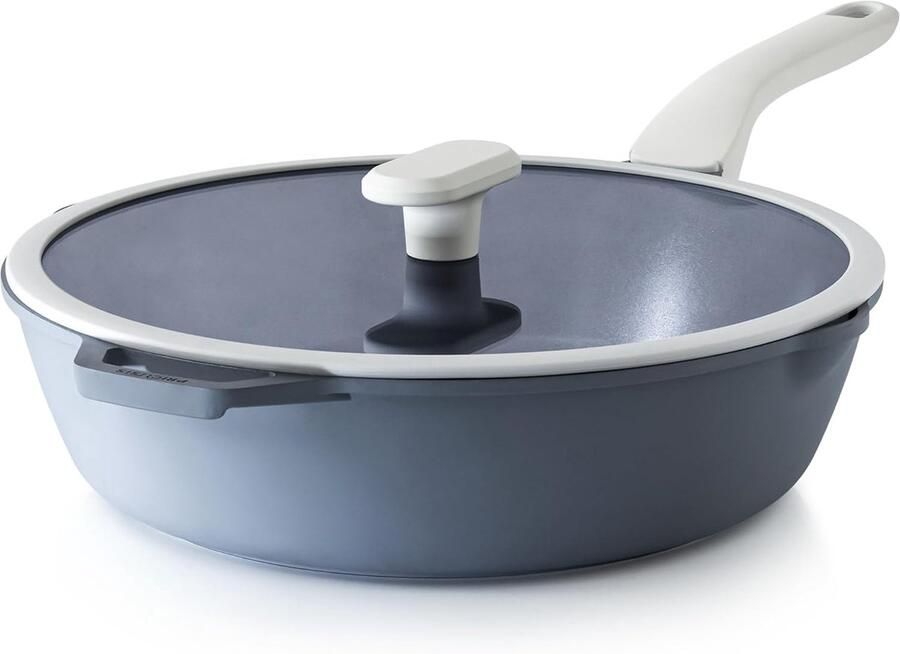 Keramische Koekenpan Diepe Pan Veelzijdig Koken Dubbele Gietrand 30 cm Grijs