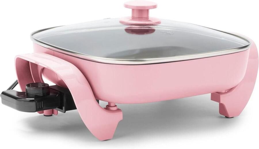 Keramische Koekenpan Elektrische Pan Multifunctionele Pan Koken en Bakken PFAS Vrij 30 cm Roze