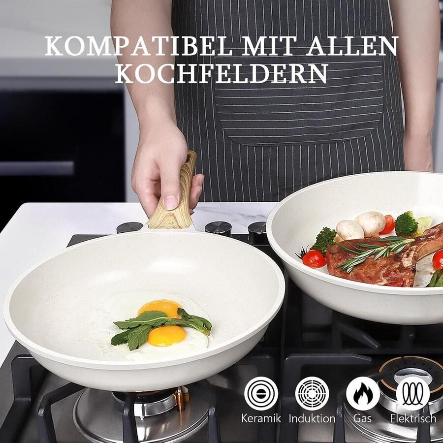 Keramische Koekenpan Gezonde Pan Lekker Koken Pfas Vrij 30 cm Wit