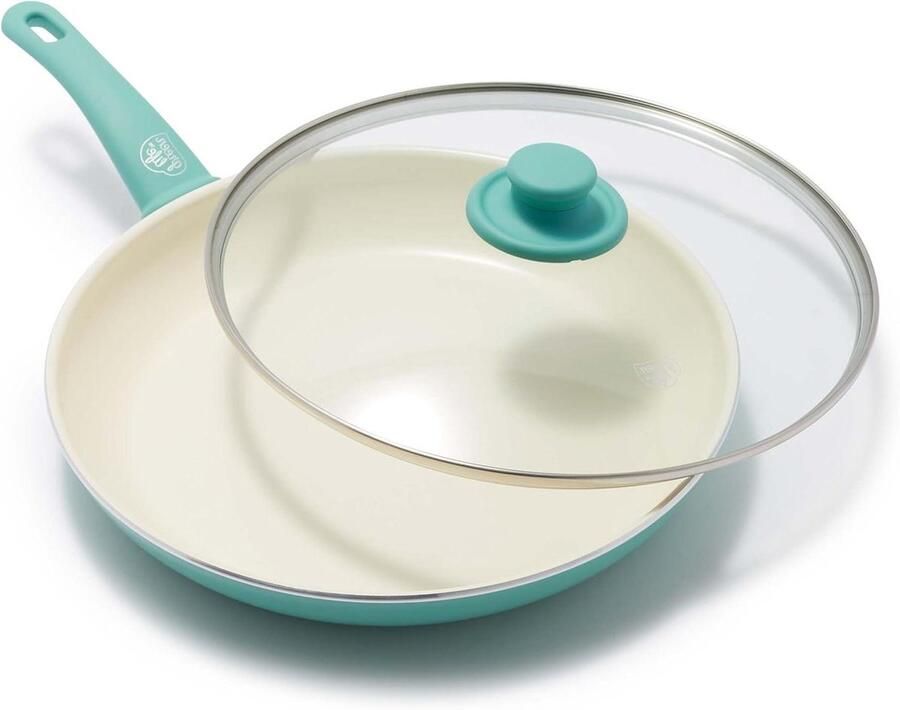 Keramische Koekenpan met Deksel Gezond Koken Toxinevrije Coating 30 cm Turquoise
