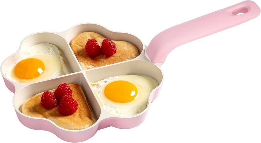 Keramische Koekenpan Hartjes Pan Ontbijt Maken Antiaanbaklaag 20 cm Roze