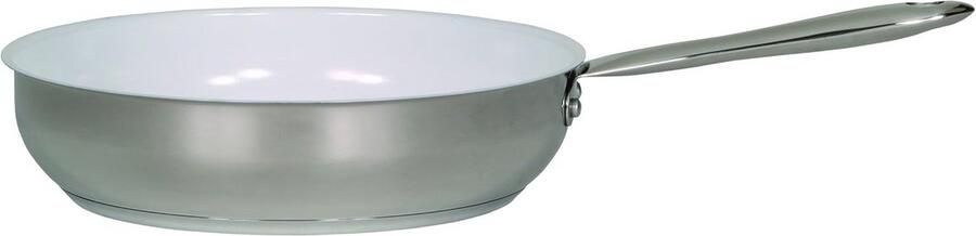 Keramische koekenpan met roestvrijstalen handgreep