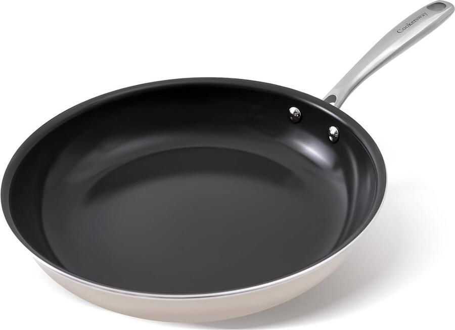 Keramische Koekenpan Niet-klevende Pan Dagelijks Koken Gelijke Warmteverdeling 28 cm Zwart