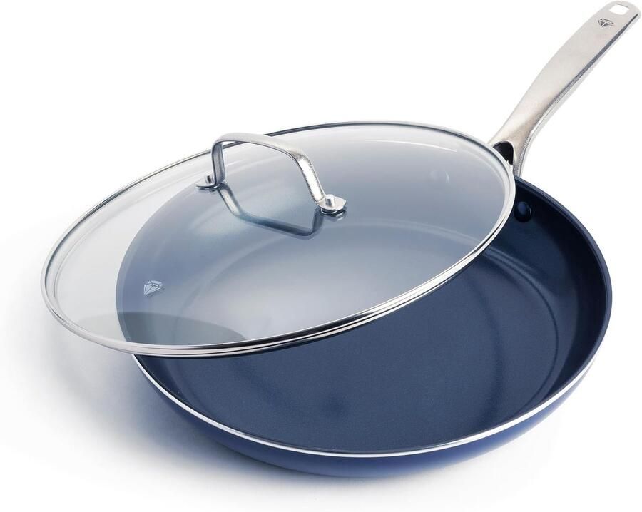 Keramische Koekenpan Nonstick Pan Dagelijkse Maaltijden Met Diamant Versterkte Coating 30 cm Blauw