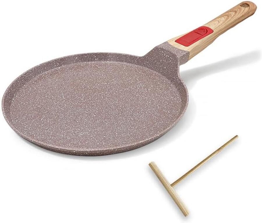Keramische Koekenpan Pannenkoekenpan Ontbijt Bereiden Afneembare Handgreep 20 cm Bruin