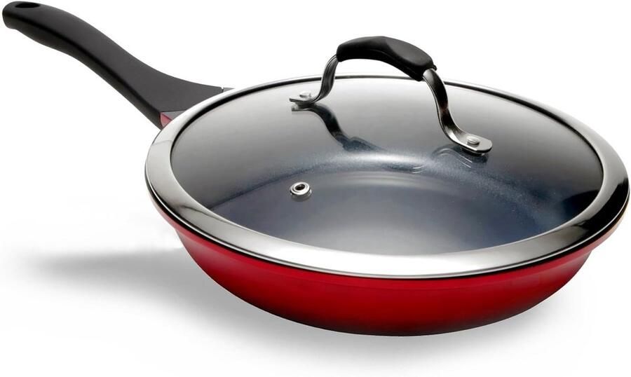 Keramische Koekenpan Rood Snel Koken Zonder Aanbakken