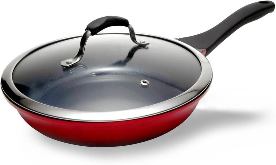 Keramische Koekenpan Rood Snel Koken Zonder Aanbakken