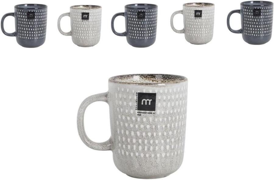 Keramische Koffiekopjes Espressokoppen Cappuccinokoppen Koffie Drinken Set van 6 360 ml Blauw Grijs