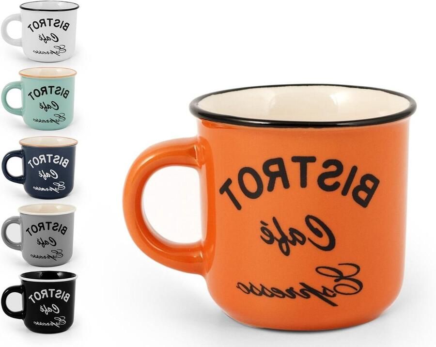 Keramische Koffiekopjes Kopjes Set Koffie Drinken Bistro Stijl 6 Stuks Rood