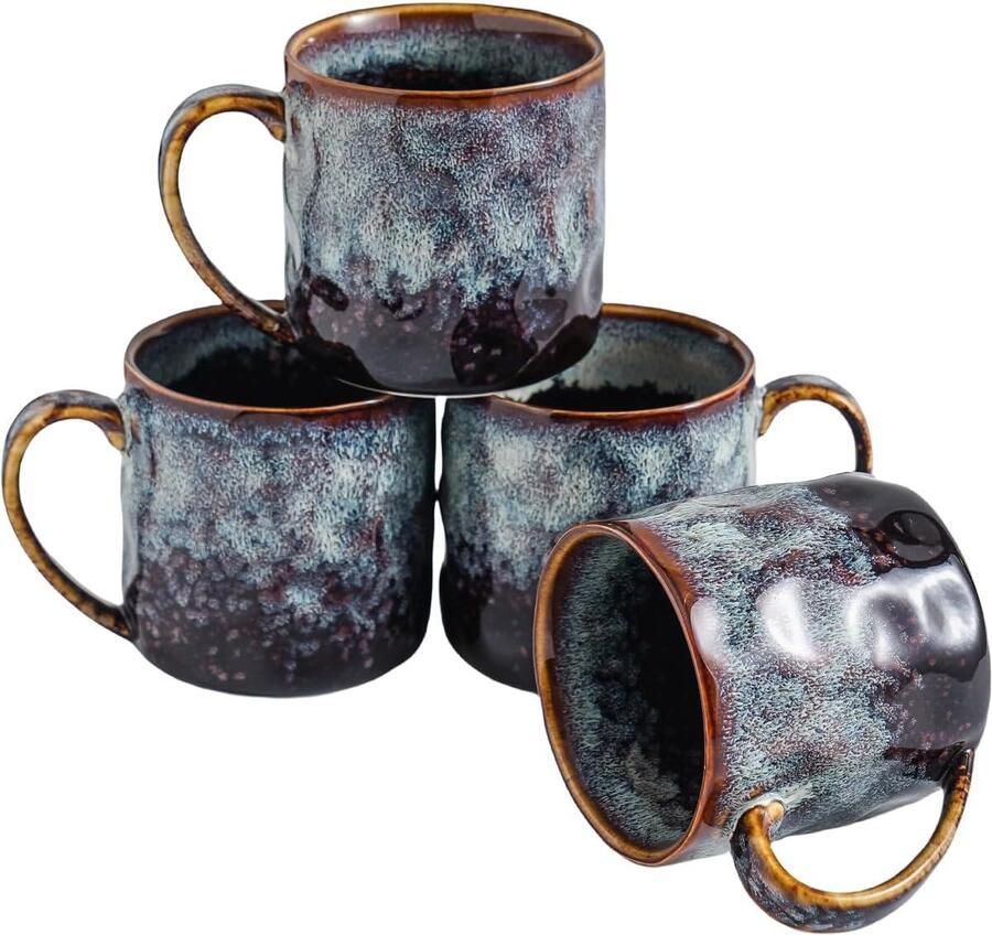 Keramische Koffiemokken Theekopjes Cappuccino Warme Dranken Genieten Vaatwasmachinebestendig Set van 4 Wit